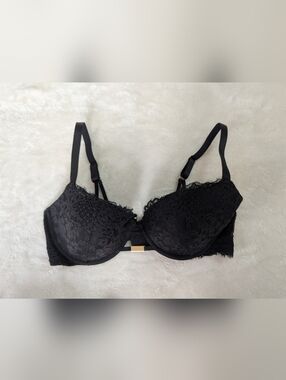 3/$30 aerie Black Lace Underwire Bra with Gold Accent